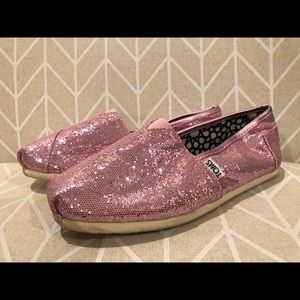 Toms- glitter pink slip on flats